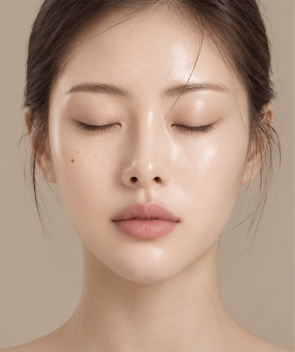 얼굴 피부의 윤기와 안색을 표현한 이미지